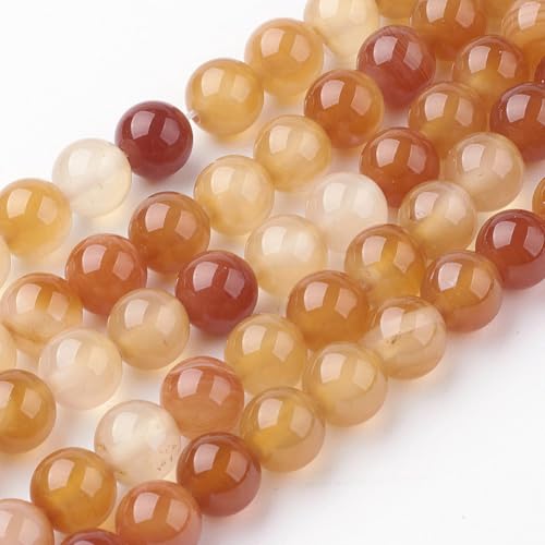 45Pcs Natural Carnelian Beads 8mm Round Natural Gemstone Beads Smooth Loose Spacer Bead for DIY Craft Bracelet Necklace Earrings Jewelry Making Supplies - color: Natural Carnelian