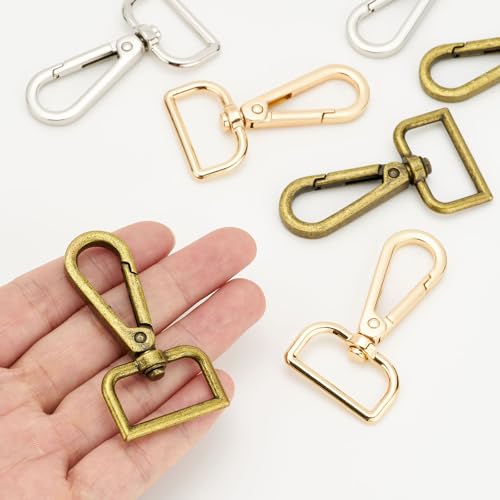 9 Pcs D Ring Swivel Lobster Claw Clasp Push Gate Snap Hooks Trigger Clips for DIY Crafts Keychain Purse Handbag Making,1 Inch Glod - color: 1" Glod 9pcs, size: 1"