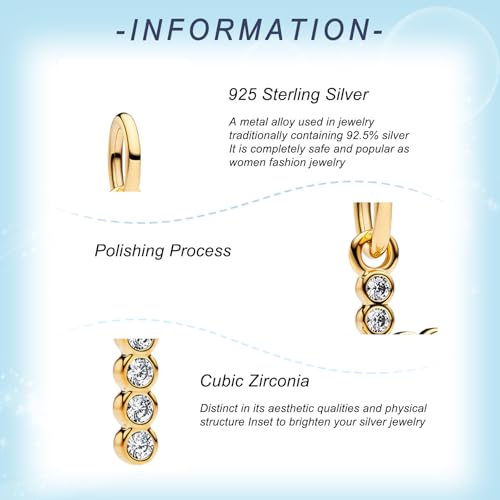 925 Sterling Silver Charms for Bracelets Gold Love and Heart Charms Cherry Blossom Dangle Beads Jewelry for Women - color: Gold Cross