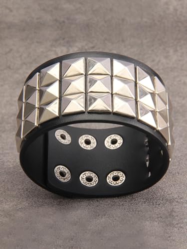 GelConnie Leather Cuff Bracelet Punk Braided Bracelets Rock Leather Wristbands Faux Mens Leather Bracelet Gothic Viking Bangle Adjustable Wrap Bracelet for Women,Men - color: Cuff Leather Bracelet