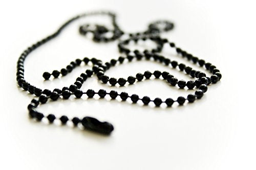ONDEPOT 24 inch Military Spec Black Epoxy Coated 2.4mm Ball Chain Necklaces - pack of 50 pcs