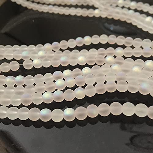200 Pcs Matte Crystal Glass Beads Mermaid Aurora Beads with Hole Jewelry Making Crafts DIY 6mm - size: 6mm