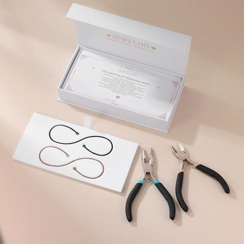 Mother’s Day Gift – Permanent Bracelet Kit with Love Vow Card, 316L Stainless Steel Chain & 925 Silver Heart Clasp, Handcrafted, Ideal for Anniversary & Romantic Date Night - color: Rose Gold + Black 1