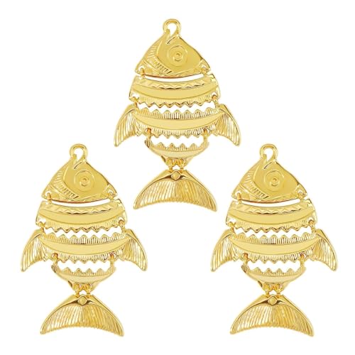 Coiris Gold Fish Charm Pendant 3D Sea Animal DIY Bracelet Necklace Earrings Beading and Jewelry Making Decorations - color: Gold C, size: Big