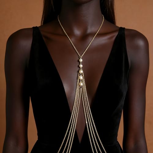 Body Chain,Body Jewelry for Women,Sexy Layered Chest Chain,Layered Adjustable Waist Jewelry for Beach Accessories,Gold Plated Waist Chains - color: Gold-M