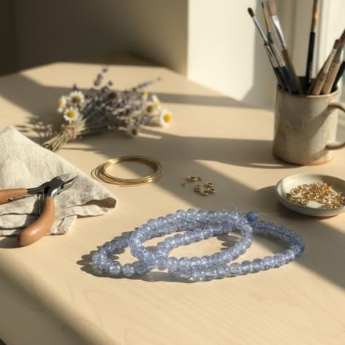 DandS ltd Crackle Lampwork Glass Beads for Jewelry Making, Blue Quartz, Vibrant DIY Bracelets, Necklaces, Beading Supplies & Craft Kits for Handmade Jewelry, 80pcs 0.39 inch (10mm), #J272-10 - color: Blue Quartz