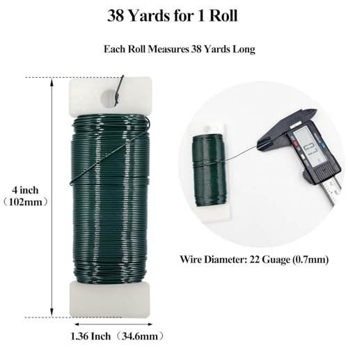 22 Gauge Green Metal Floral Wire, 38 Yards/35 Meters,for Christmas Wreaths,Tree Decoration,Flower Arrangement,Craft Wire,Flower Wire,Garden Wires,Flowers Bouquet Accessories,Jewelry Wires DIY - size: 22Gauge-Green-1P/38Yards