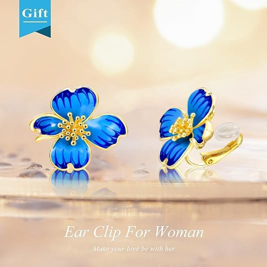 Clip on Earrings Women, 14K Gold Plated Earrings for Sensitive Ears, Fashion Women's Earrings Jewelry Birthday Gift for Wife Grandma Daughter Girls on Christmas Thanksgiving