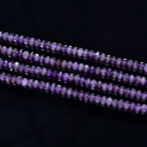 Adabele 15 Inch Natural Purple Amethyst Healing Gemstone 4mm x 3mm Tiny Small Faceted Round Rondelle Loose Beads Stone Spacer (115-125pcs) for Craft Jewelry Making GK-B3 - color: Amethyst, size: 4mm x 3mm - 15 inch/1 strand