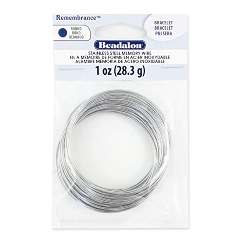 Beadalon Memory Wire Remembrance 75 coils Stainless Steel Round 0.61 mm (.024) Made in USA by CRAFT WIRE