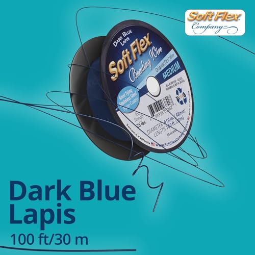 Soft Flex 49 Strand Beading Wire - Medium 0.19 Diameter - 100 Feet Nylon Design Wire - style: Dark Blue