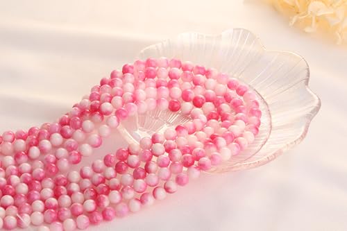 QINJIEJIE 100pcs Pink Tourmaline Jade Natural Stone Beads 8mm Round Loose Gemstone for Bracelet Necklace Earrings Jewelry Making - Polished Pink Crystal DIY - color: D-Pink Tourmaline Jade, size: 100PCS