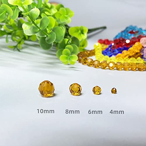 Jmassyang 400 Pieces 4mm Faceted Round Crystal Glass Beads Spacer Beads for Jewelry Making, Bracelets Necklaces Earrings Wind Chimes Suncatchers (Amber) - color: Amber, size: 4mm