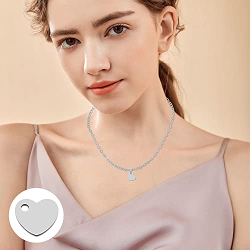 Ximalun 200 Pcs Stainless Steel Blank Heart Pendants Tiny Stamping Tag Flat Love Charm Small Dainty Pendants Metal Polished Love Heart Charms for Bracelet Necklace Jewelry DIY Craft Making(Silver)