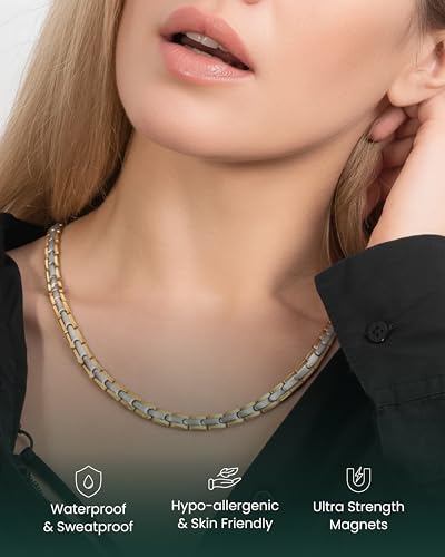 MagnetRX Titanium Magnetic Necklace – Ultra Strength Magnetic Necklaces for Women & Men – Effective Titanium Necklace with 62 Magnets (Silver & Gold, 22 Inches) - color: Silver & Gold, size: 22 Inch (Pack of 1)