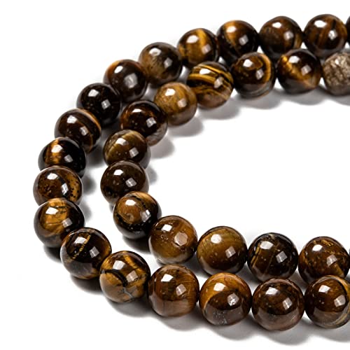 KISSITTY 235pcs 8mm Grade AB Natural Tiger Eye Bead Strands, Natural Gemstone Crystal Beads Round Smooth Chakra Beads Energy Healing Crystals Gemstones for DIY Jewelry Bracelets Necklaces Making - color: Grade AB Natural Tiger Eye