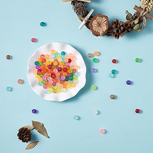 100Pcs 8mm Transparent Frosted Glass Beads Round Matte Glass Loose Spacer Beads for DIY Necklace Earring Bracelet Jewelry Making Handmade Crafts - color: Colorful-8mm
