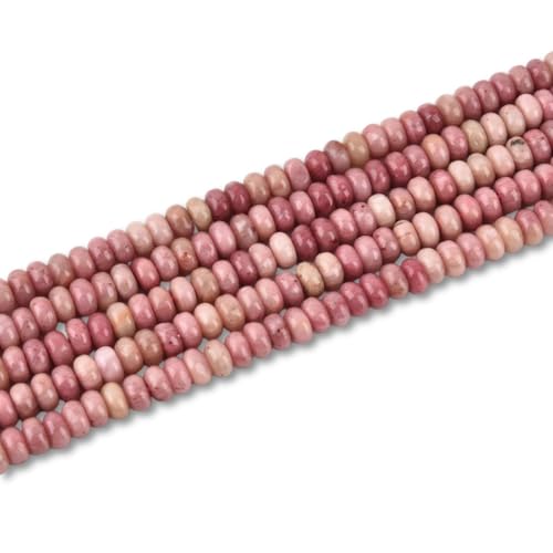 160pcs 4x2mm Natural Rhodochrosite Disk Rondelle Spacer Semi Precious Gemstone Loose Stone Beads for Jewelry Making 15 Inch - color: Rhodochrosite