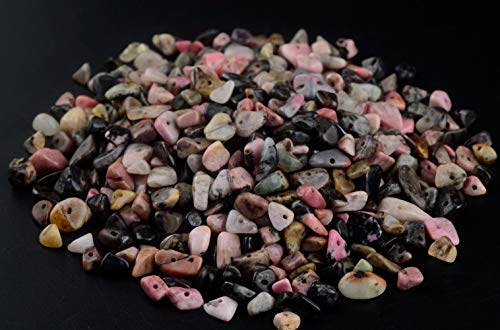 Natural Chip Stone Beads Black Stripe Rhodochrosite 5-8mm About 400 Pieces Irregular Gemstones Crystal Loose Bead Hole Drilled DIY for Bracelet Jewelry Making (5-8mm, Black Stripe Rhodochrosite) - color: Black Stripe Rhodochrosite