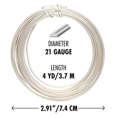 The Beadsmith Half-Round Craft Wire - Medium Temper Beading Wire, Silver Color, 21 Gauge, 4 Yards
