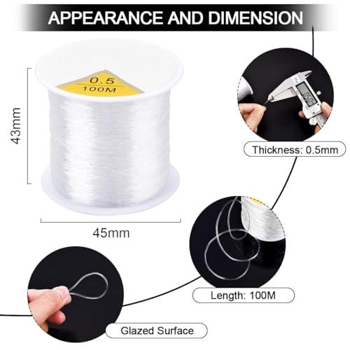 OBSEDE 0.5mm Elastic Cord Beading Threads Stretch String Fibre Crafting Cords for Jewelry Making Round - size: 0.5mm