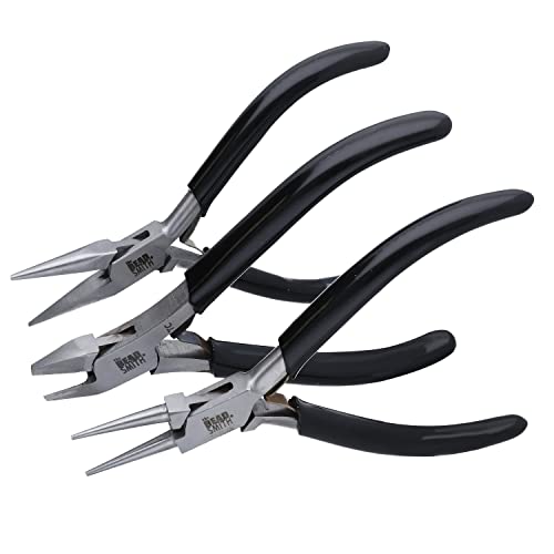 The Beadsmith Precision Series Pliers Set – 3-Piece Kit: Chain Nose, Round Nose and Flush Cutter with Tungsten Carbide Blades – Make Bracelets, Necklaces & Earrings – Tools for Jewelry Making - style: Precision Set