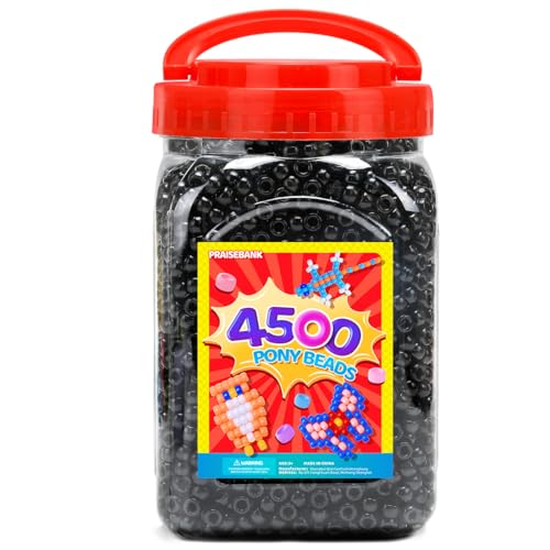Praisebank Pony Beads, 4500pcs 6x9mm, Wholesale Beads, Bracelets Jewelry Making, Arts & Crafts(Black) - color: Black, size: Large Size