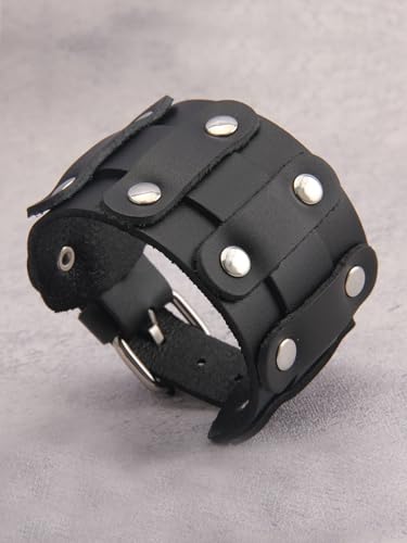 GelConnie Leather Cuff Bracelet Punk Braided Bracelets Rock Leather Wristbands Faux Mens Leather Bracelet Gothic Viking Bangle Adjustable Wrap Bracelet for Women,Men - color: Handmade Leather Bracelet