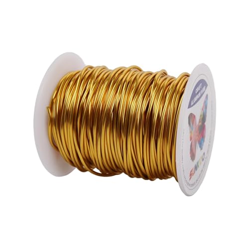 Aluminum Craft Wire,15 Gauge (1.5mm) Gold Bendable Wire,100 Feet Continuous Roll for Jewelry Making,Sculpting,Floral & Armature Projects - size: 15 Gauge 100Ft, style: Gold