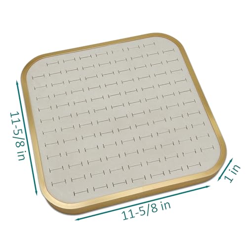 TheDisplayGuys - Aluminum Jewelry Organizer Display Tray - Faux Suede Insert - 104 Ring Holder Slots - Gold/Beige - color: Beige Suede, size: Ring Slots - 104, style: Aluminum - Gold