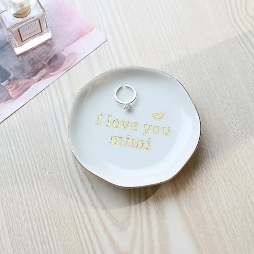 HOME SMILE Mimi Gifts for Grandma Mother's Day-I love You Mimi Ring Dish-Mimi Gifts for Grandma Nana Birthday Christmas Valentine's,Gift for Mimi from Grandkids Grandchildren - style: I Love You Mimi