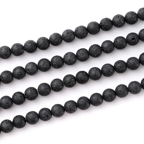 6mm 60pcs DIY Natural Lava Stone Beads Round Healing Crystal Gemstone Loose Beads for Jewelry Making Handmade Bracelet Necklace - color: Lava, size: 6mm