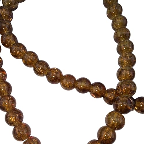 DandS ltd Crackle Lampwork Glass Beads for Jewelry Making, Brown, Vibrant DIY Bracelets, Necklaces, Earrings, Beading Supplies & Craft Kits for Handmade Jewelry, 80pcs 0.39 inch (10mm), #J226-10 - color: Brown