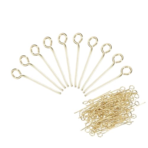 PATIKIL 200Pcs 304 Stainless Steel Jewelry Eye Pins 16mm 22 Gauge Gold Open Eye Pins for Jewelry Making DIY Craft Necklaces Bracelets Earrings - color: Gold, size: 16mm