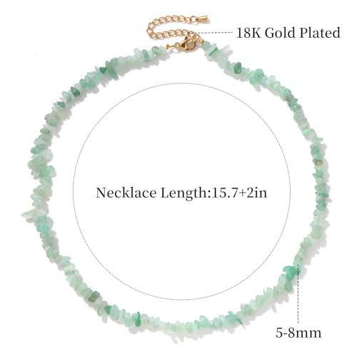Raw Crystal Necklaces for Women 5-8mm Handmade Natural Stone Necklace Beaded Choker Necklace Healing Crystal Necklace Gemstone Necklace Raw Crystal Beaded Necklace for Her - style: Jade