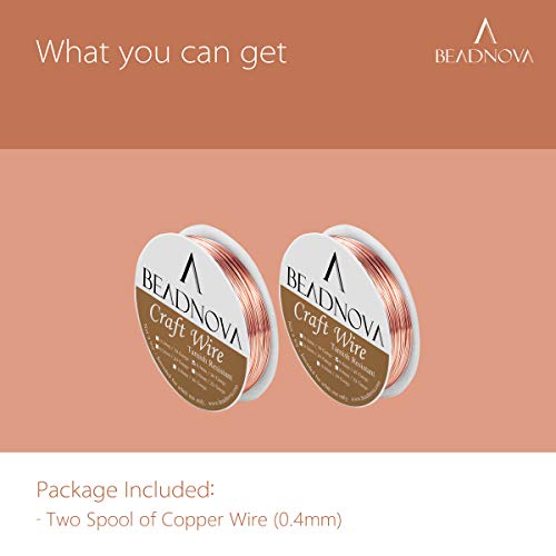 BEADNOVA Copper Wire Jewelry Wire Tarnish Resistant for Jewelry Making (Copper, 26 Guage 20m) - size: 0.4mm