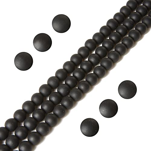 60pcs 6mm Matte Black Beads Natural Gemstone Beads Round Loose Beads for Jewelry Making - color: Matte Black, size: 6mm