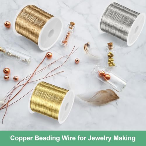 M METERXITY 2Roll 0.3mm Jewelry Wire, 28 Gauge 328FT Craft Wire Copper Beading Wire for Jewelry Making/Planting/Weaving/DIY Crafting, Soft Metal Wires [100M, Light Gold] - color: Light Gold, size: 28 Gauge 328FT