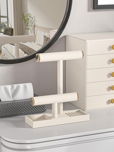 Bracelet and Necklace Holder,Velvet Jewelry Necklace Display Organizer Stand,bracelet Holder for Selling,Bracelet and Necklace Storage Tree (Style 2（Beige+ Metal lid）) - style: Style 2（Beige+ Metal lid）