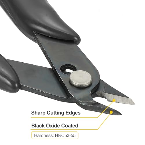 HARFINGTON 5" Flush Cut Pliers Small Precision Wire Cutter Side Cutter Diagonal Cutting Pliers for Jewelry Model Electronic 3D Print, Black - color: Black