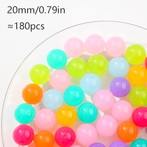 20mm Color Acrylic Beads 180pcs Chunk Bubblegum Bead Color Pen Ball Beads for Pen Bag Jewelry Making Necklace Bracelets(guodong) - color: blue&green&pink