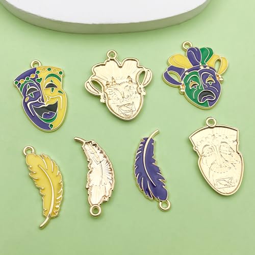 Sailanzi 21pcs Alloy enamel carnival classic comedy tragedy mask Jewelry Making DIY Keychain Earrings Pendant Various Design Charms for Jewelry Making Bracelets Necklace(SN1095) - color: SN1095