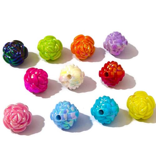 Mixed Lots Shiny AB Color Acrylic Rose Bead DIY Beading Hairband Bracelets Necklace Craft Embelishment (Mixed Colors-AB Plated Rose) - color: Mixed Colors-AB Plated Rose