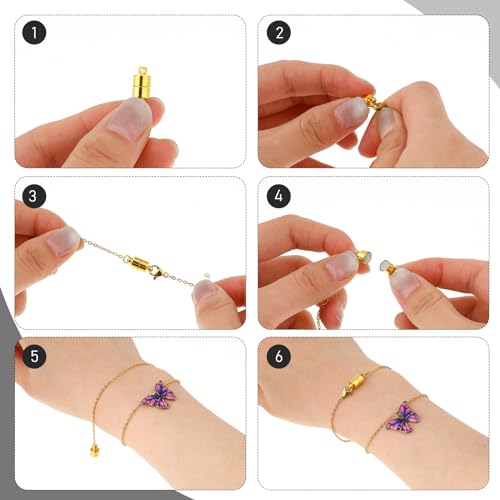 Magnetic Necklace Clasp, 24 Pairs Bracelet Clasps and Closures Jewelry Safety Locking Connectors Jewelry Clasp Converter Necklace Extender and Shortener Bracelet Helper Tool (Gold, Silver)