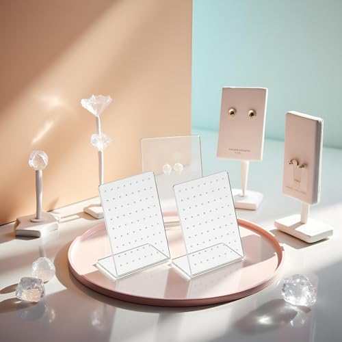 2Pcs Earrings Stand Display, 72 Holes Acrylic Earring Holder Organizer, Ear Studs Jewelry Storage Display, Rack Showcase Earrings Display, Stand Earring Storage