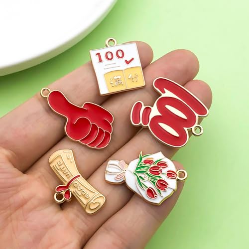 24pcs Alloy enamel graduation season series graduation hat academic dress backpack bouquet Jewelry Making DIY Keychain Earrings Pendant Various Design Charms for Jewelry Making Bracelets Necklace(SN751) - color: SN751