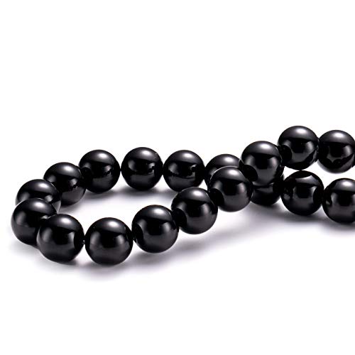 BEADIA Natural Black Onyx Stone Round Loose Semi Gemstone Beads for Jewelry Making 8MM 44PCS - color: Black Onyx, size: 8mm
