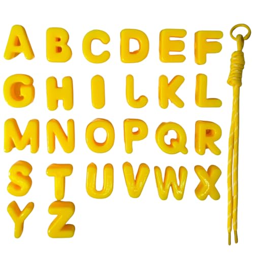 26PCS Large 6mm Hole Letter Beads, 20mm Acrylic Beads A to Z,for DIY Jewelry Making Kit Friendship Bracelet Key Chain and Bag Charms (26 A to Z Yellow) - color: 26 A to Z Yellow