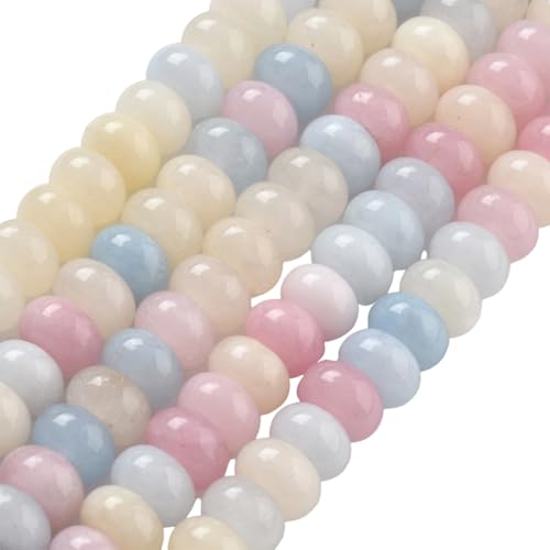 1 Box 2 Strands 148PCS 5X8MM Mixed Color Natural White Jade Rondelle Beads with Holes Colorful Gemstone Crystal Stone Abacus Disk Smooth Spacer Bead for Jewelry Making Xmas Diy Craft Supply - color: Mixed Color, size: 148pcs