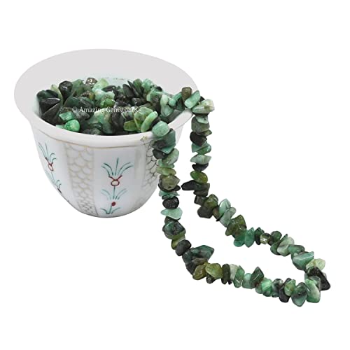 Emerald Pre Drilled Crystal Crushed Chips Beads for Bracelets Making, DIY Handmade Natural Healing Crystals (25 Inch Strand) - color: Emerald